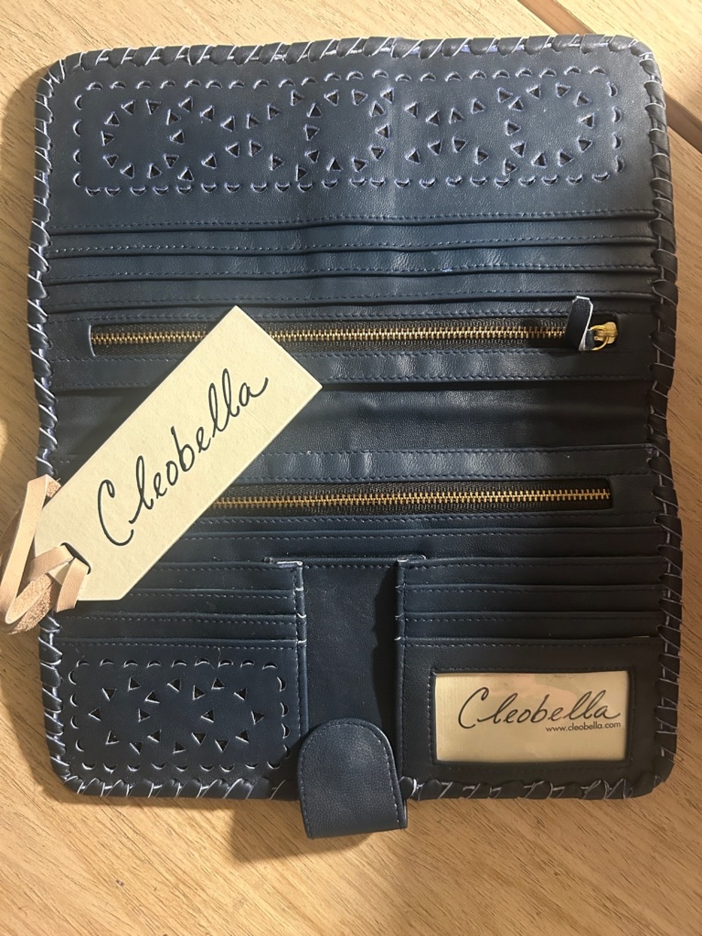 Cleobella  Mexicana Wallet Leather Accordion Travel Wallet with Zip Pockets